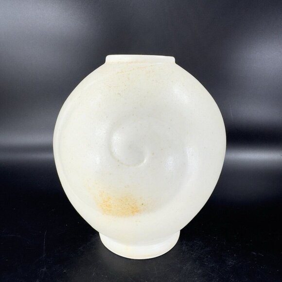 Vintage Hand Made Stoneware Pottery Vase Vessel Shell Swirl Pattern Hand Crafted - Picture 10 of 15